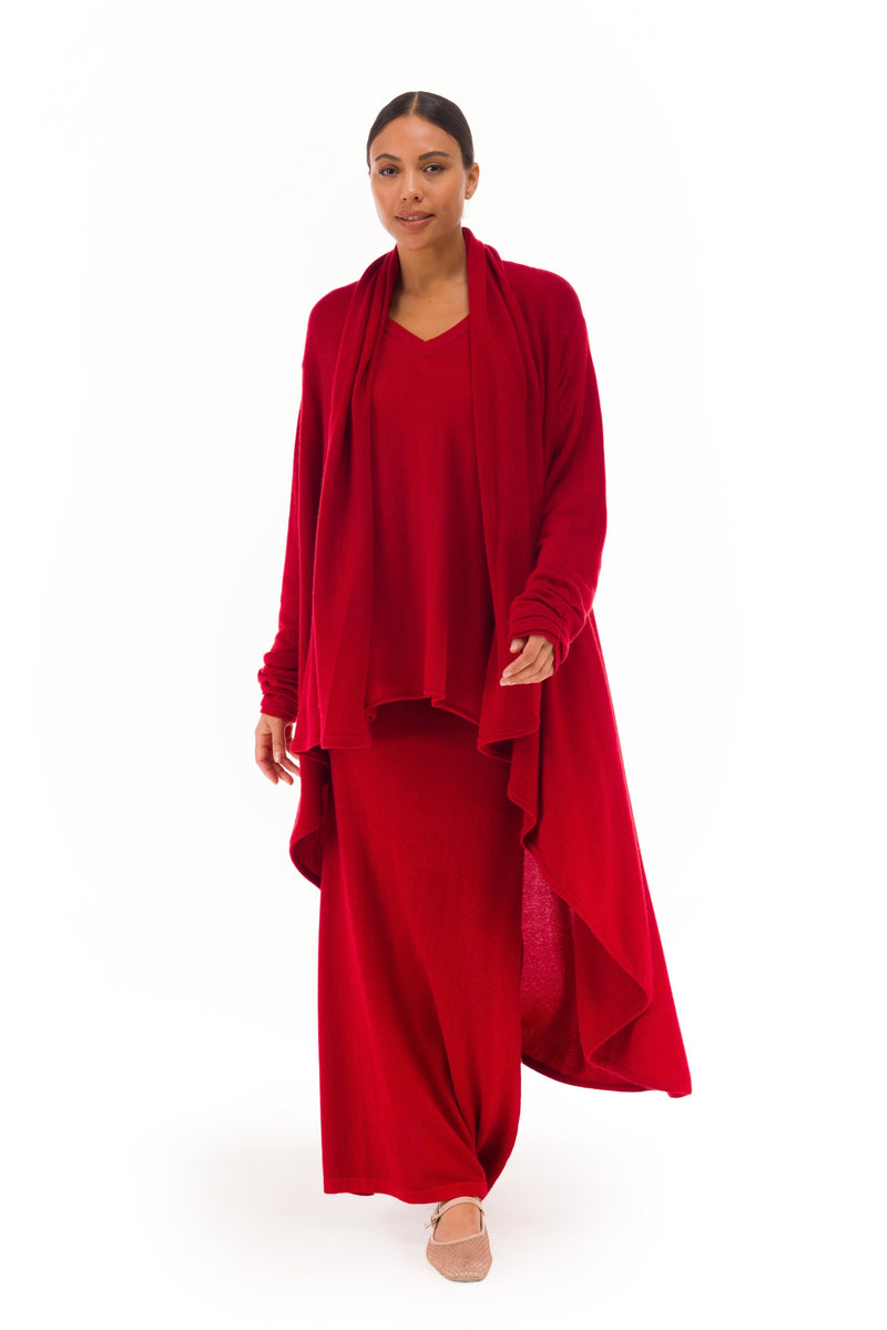 NEW 100% MONGOLIAN CASHMERE WATERFALL JACKET CLARET RED