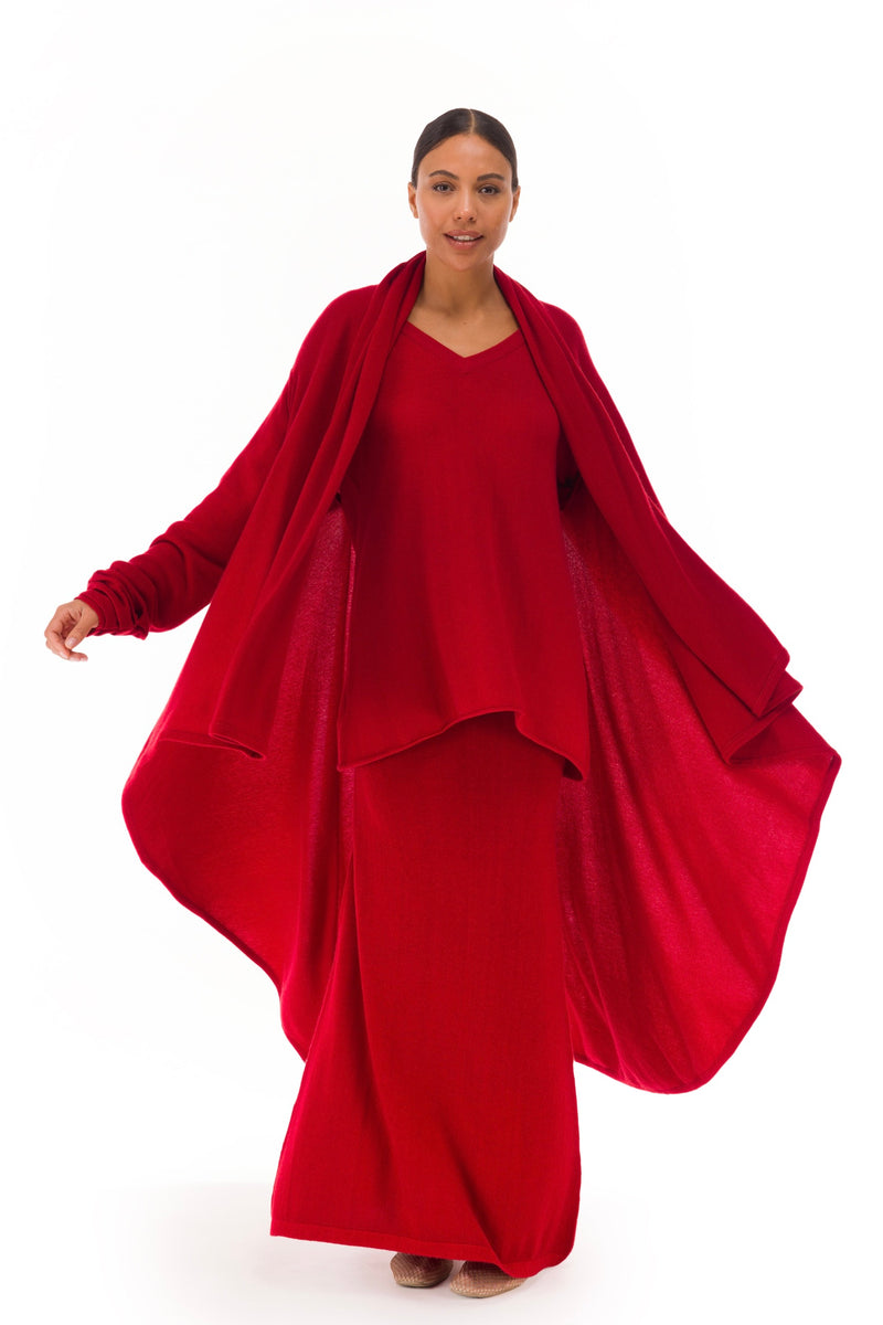 NEW 100% MONGOLIAN CASHMERE WATERFALL JACKET CLARET RED