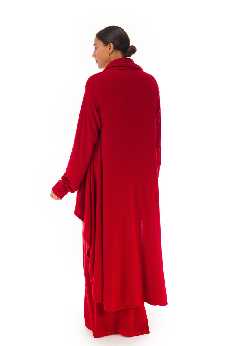 NEW 100% MONGOLIAN CASHMERE WATERFALL JACKET CLARET RED