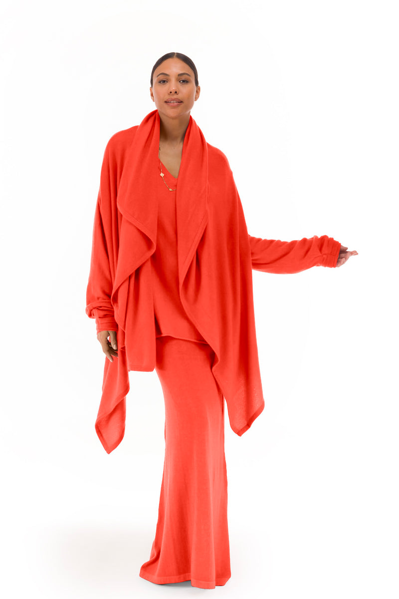 NEW 100% MONGOLIAN CASHMERE WATERFALL JACKET ORANGE