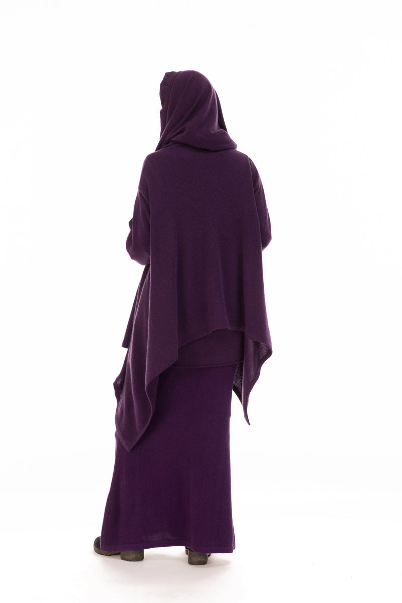 NEW 100% MONGOLIAN CASHMERE WATERFALL JACKET AUBERGINE