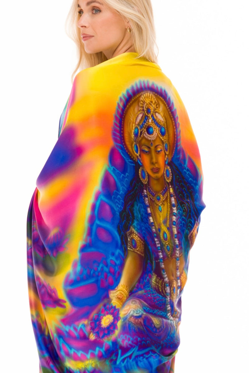 BLUE LOTUS GODDESS SILK SHAWL –  FOR TRANSFORMATION AND GRACE