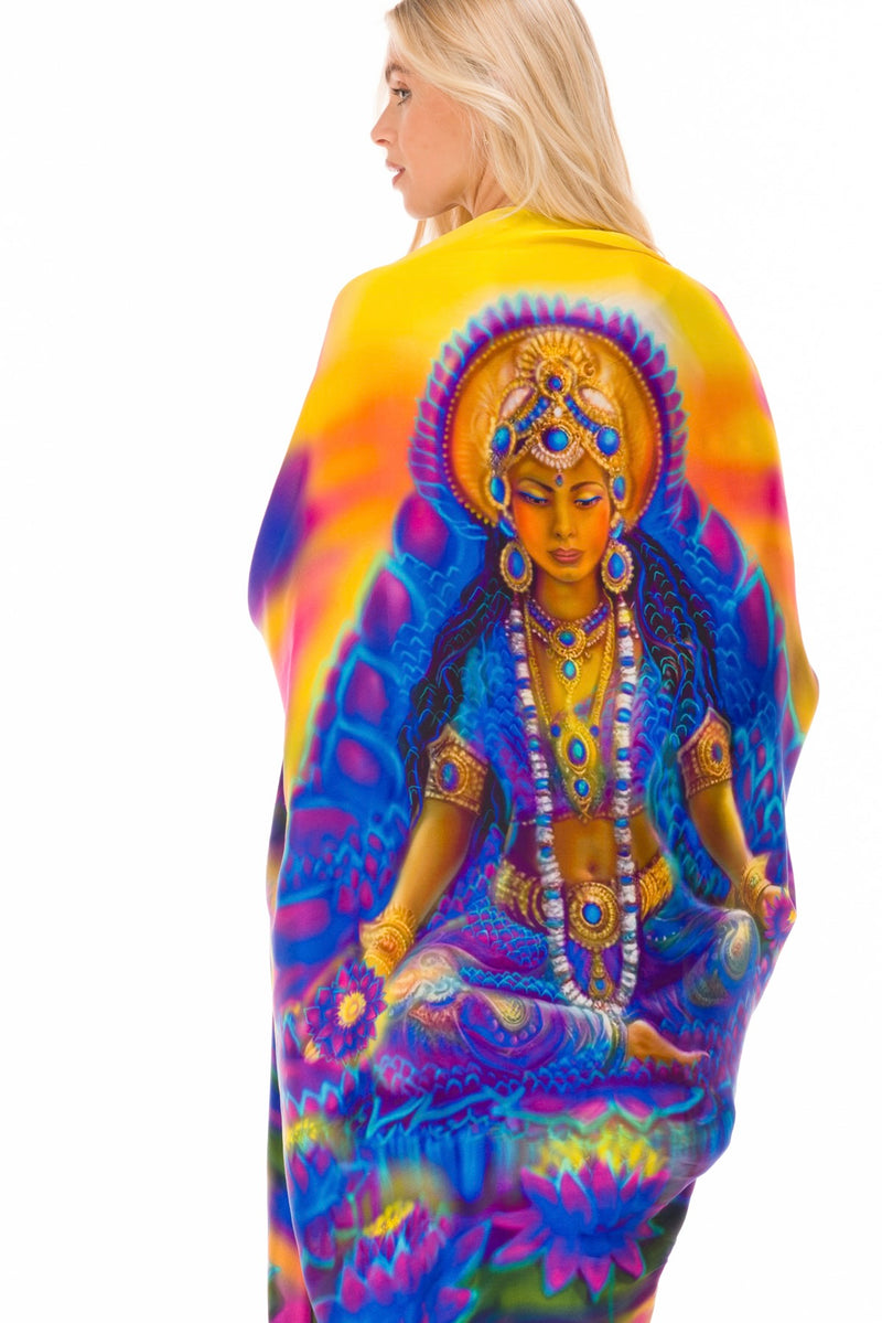 BLUE LOTUS GODDESS SILK SHAWL –  FOR TRANSFORMATION AND GRACE