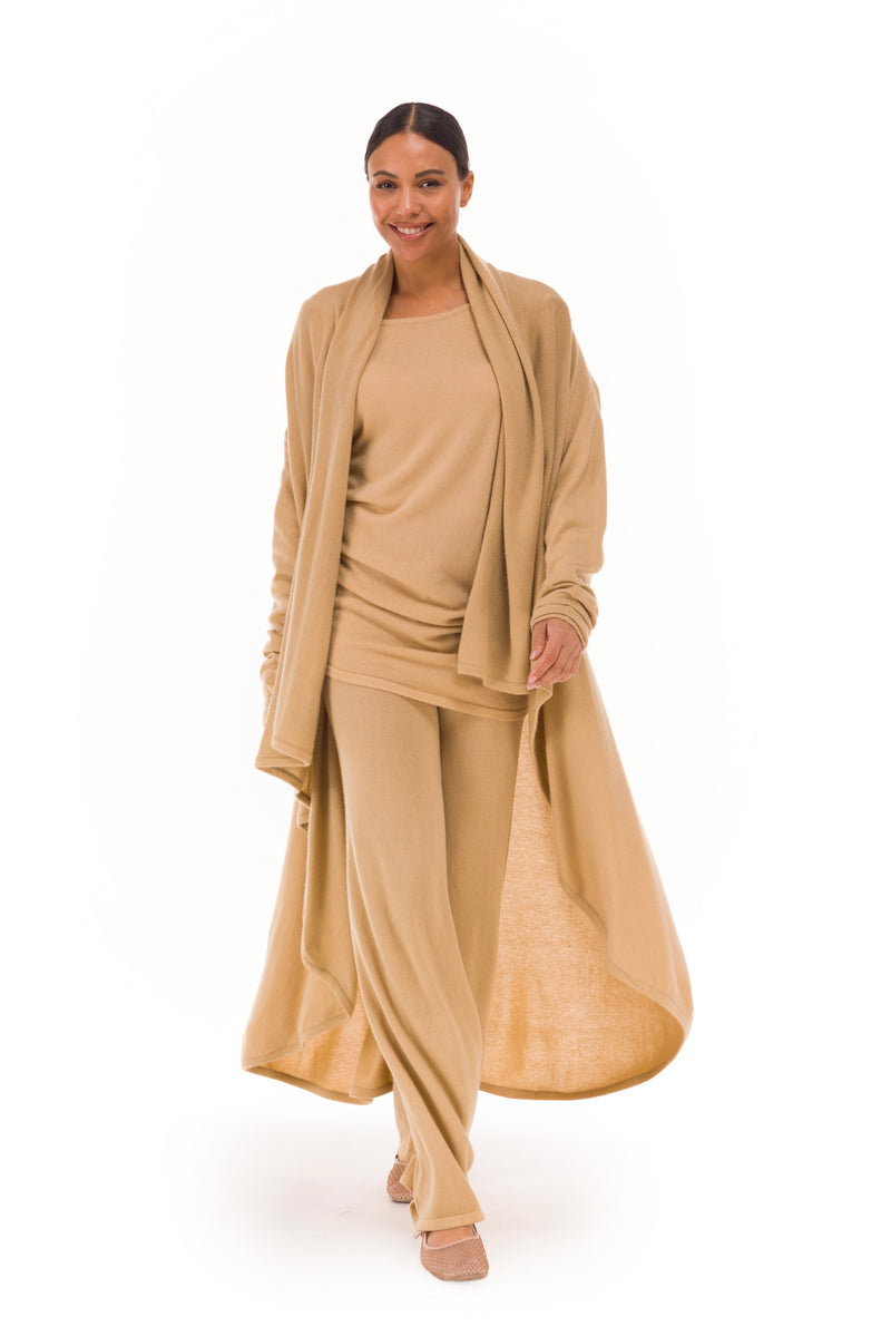 NEW 100% MONGOLIAN CASHMERE WATERFALL JACKET HONEY