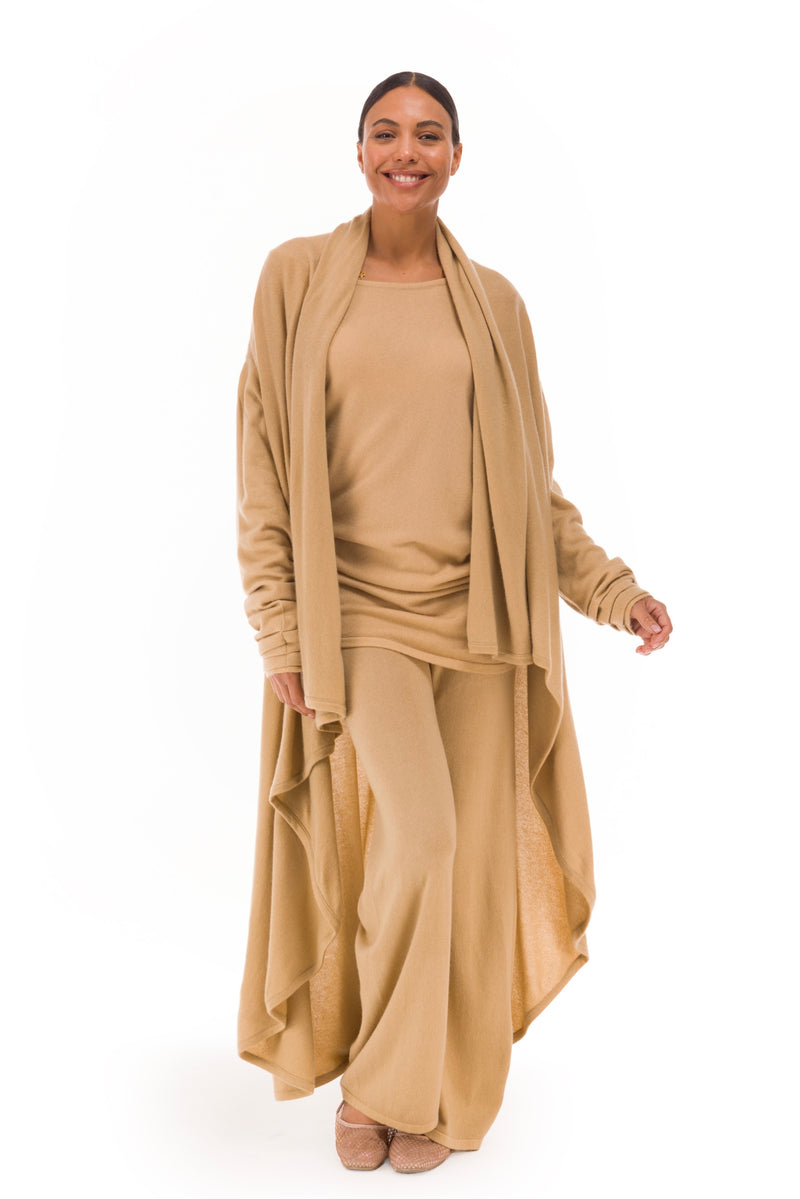 NEW 100% MONGOLIAN CASHMERE WATERFALL JACKET HONEY