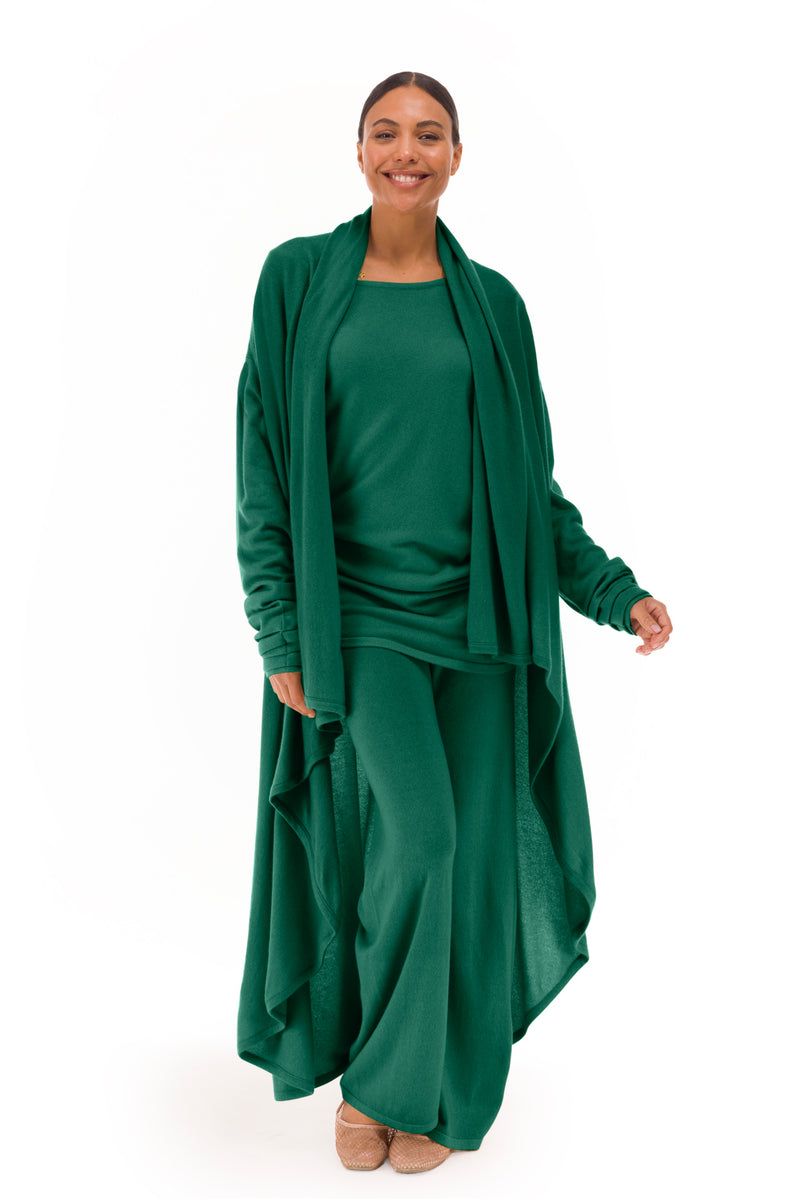 NEW 100% MONGOLIAN CASHMERE WATERFALL JACKET EMERALD GREEN