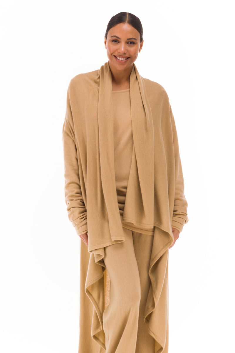 NEW 100% MONGOLIAN CASHMERE WATERFALL JACKET HONEY