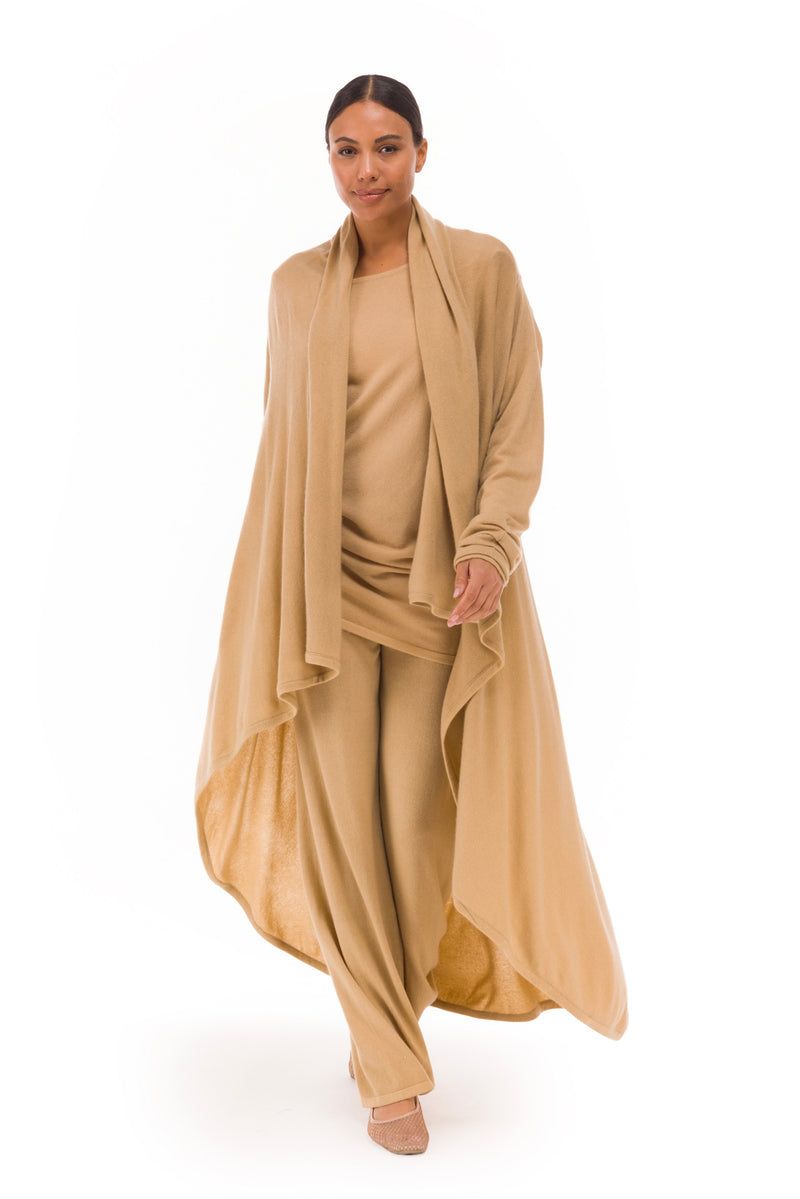 NEW 100% MONGOLIAN CASHMERE WATERFALL JACKET HONEY