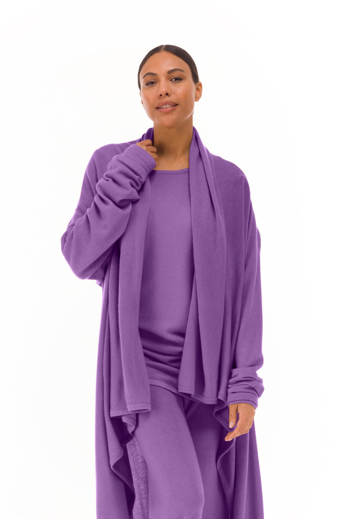 NEW 100% MONGOLIAN CASHMERE WATERFALL JACKET LAVENDER