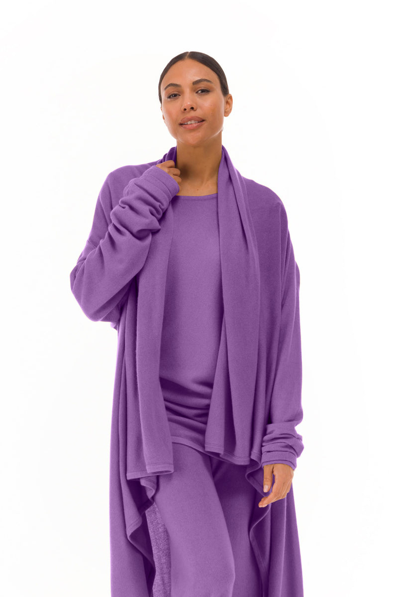 NEW 100% MONGOLIAN CASHMERE WATERFALL JACKET LAVENDER