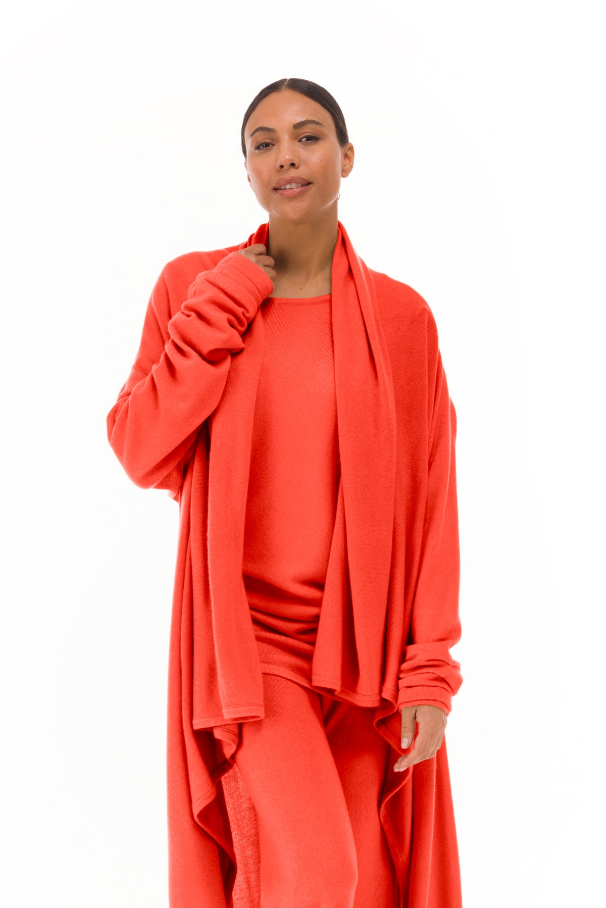 NEW 100% MONGOLIAN CASHMERE WATERFALL JACKET ORANGE