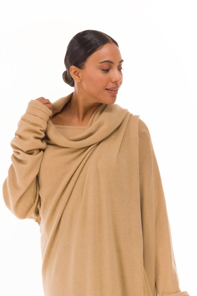 NEW 100% MONGOLIAN CASHMERE WATERFALL JACKET HONEY