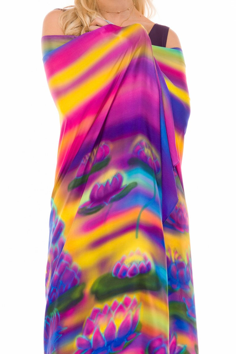 BLUE LOTUS GODDESS SILK SHAWL –  FOR TRANSFORMATION AND GRACE