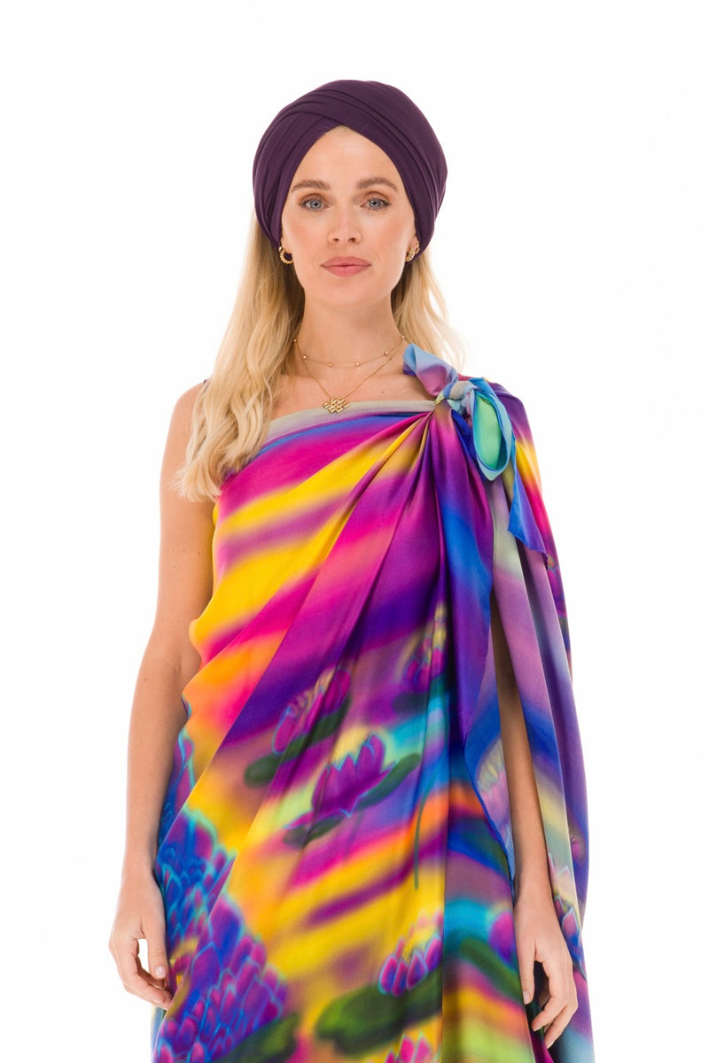 BLUE LOTUS GODDESS SILK SHAWL –  FOR TRANSFORMATION AND GRACE