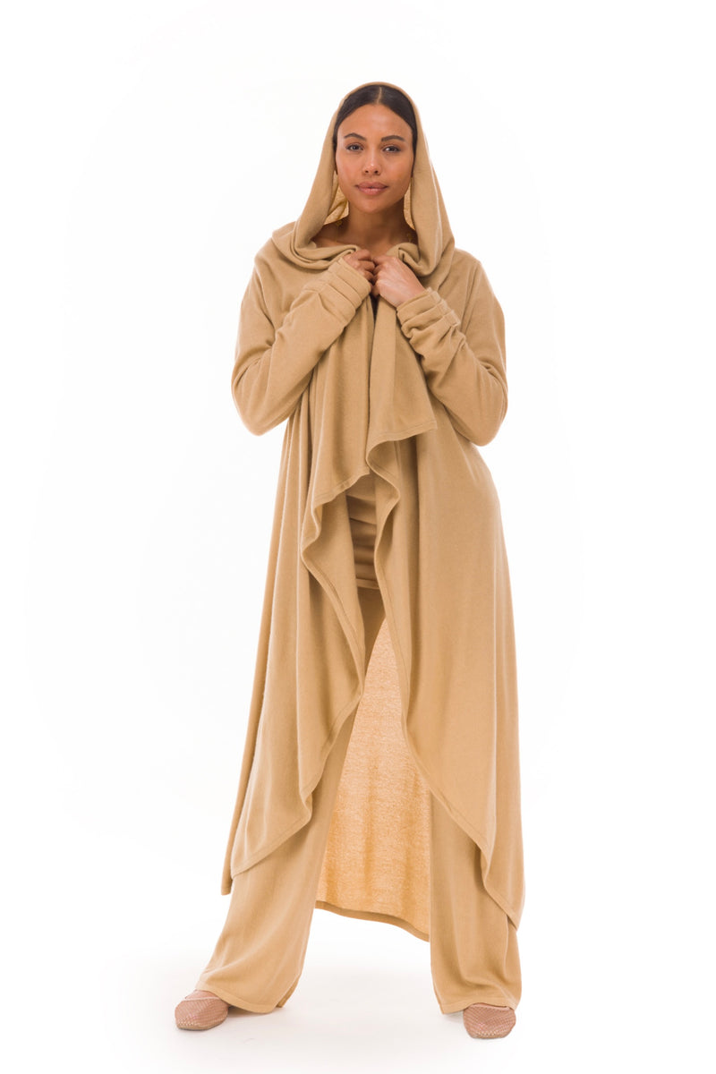 NEW 100% MONGOLIAN CASHMERE WATERFALL JACKET HONEY