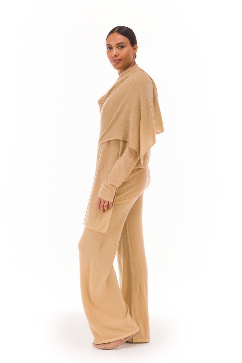 100% CASHMERE KNITTED SCARF HONEY