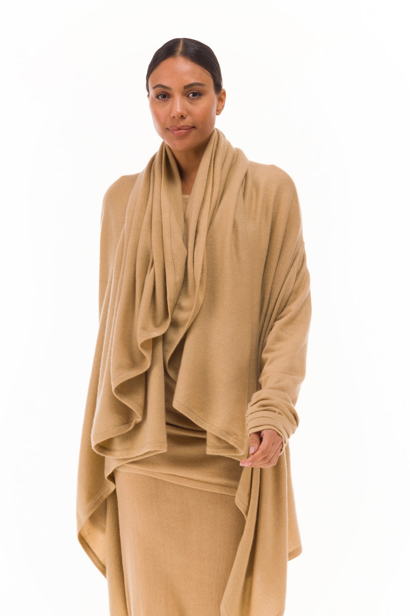 NEW 100% MONGOLIAN CASHMERE WATERFALL JACKET HONEY