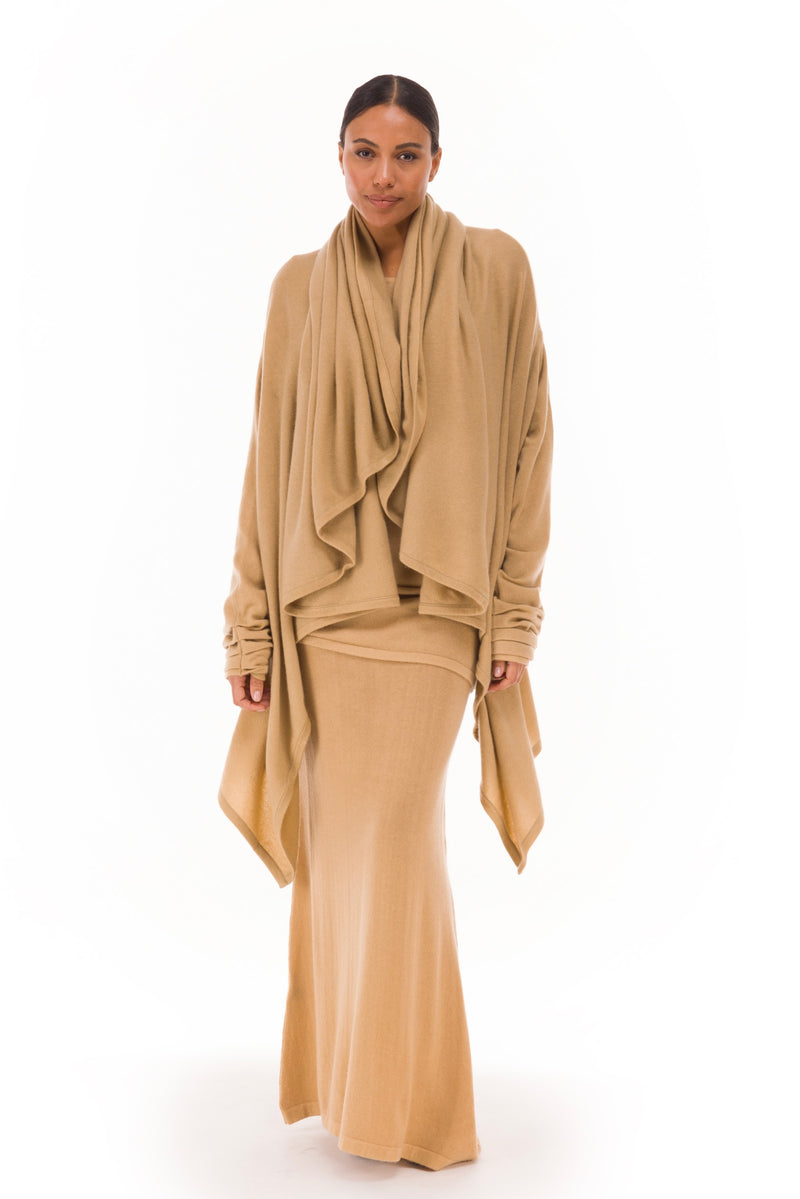 NEW 100% MONGOLIAN CASHMERE WATERFALL JACKET HONEY