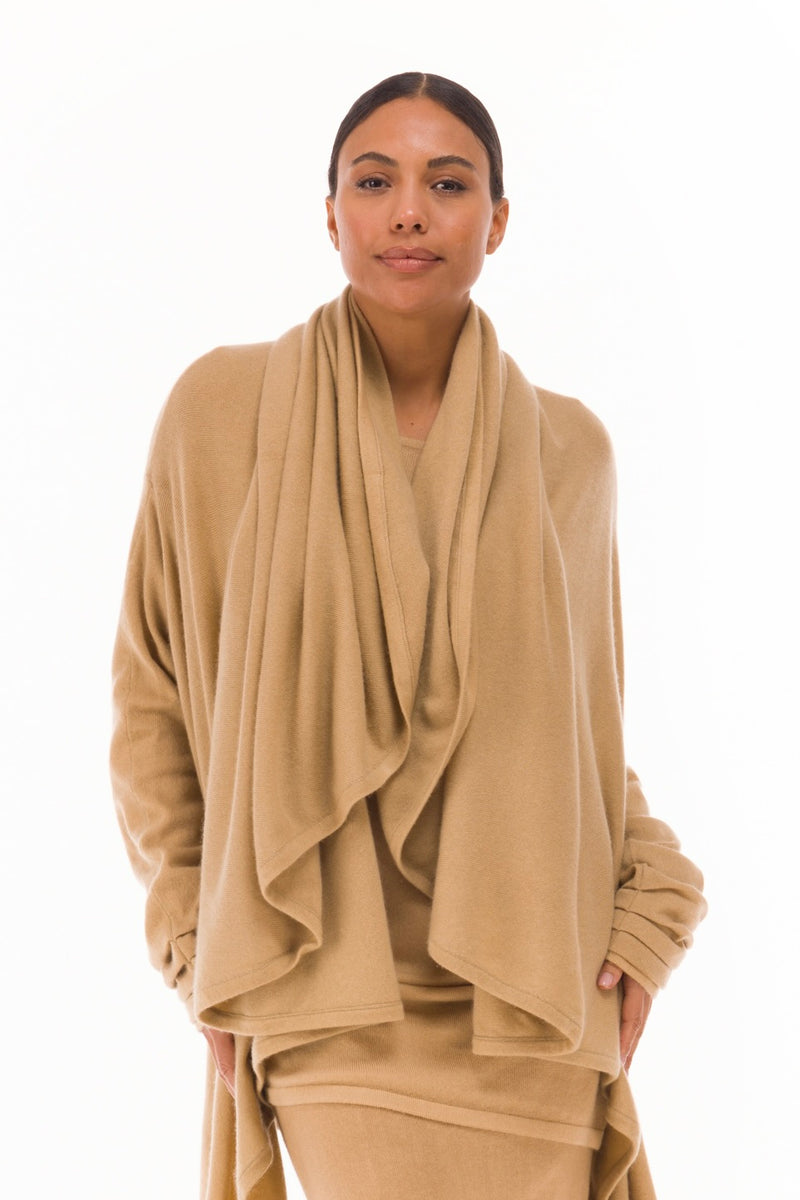 NEW 100% MONGOLIAN CASHMERE WATERFALL JACKET HONEY