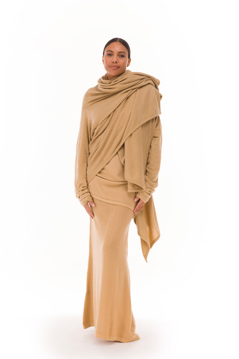 NEW 100% MONGOLIAN CASHMERE WATERFALL JACKET HONEY