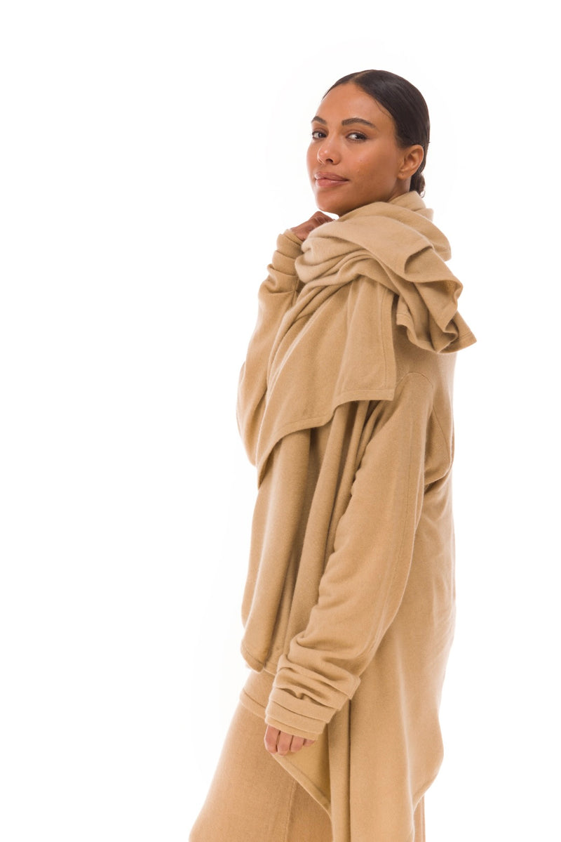 NEW 100% MONGOLIAN CASHMERE WATERFALL JACKET HONEY