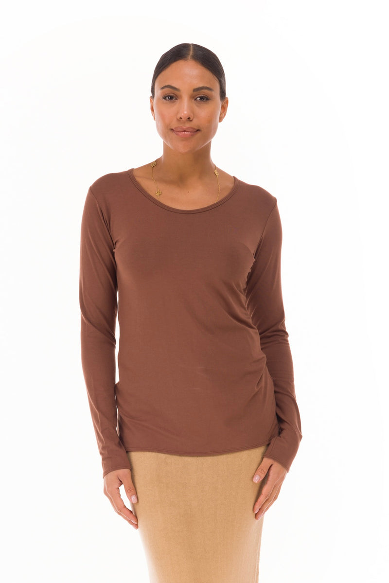 BAMBOO LONG SLEEVE TOP LIGHT BROWN