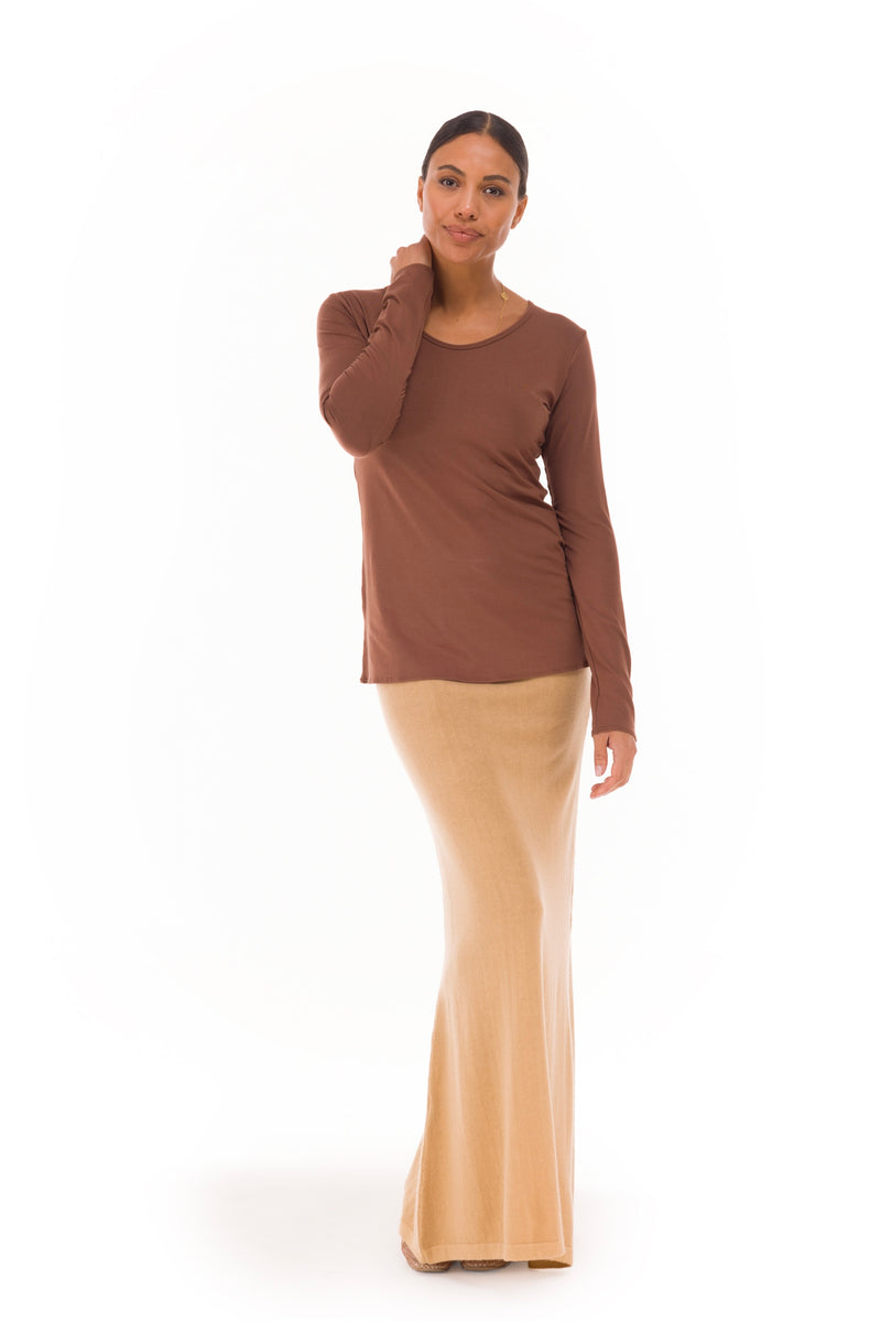 BAMBOO LONG SLEEVE TOP LIGHT BROWN