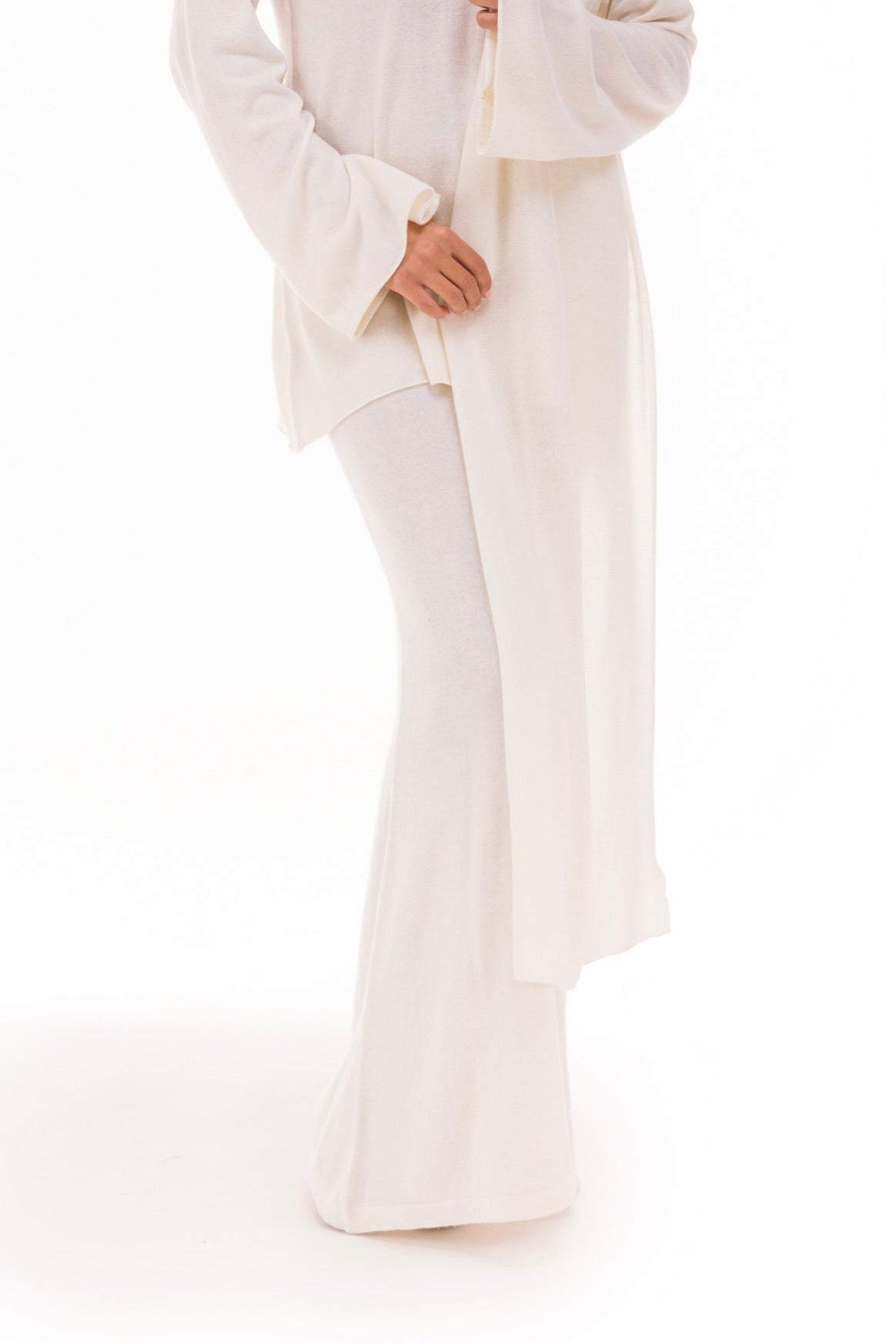 100% CASHMERE KNITTED SCARF WINTER WHITE