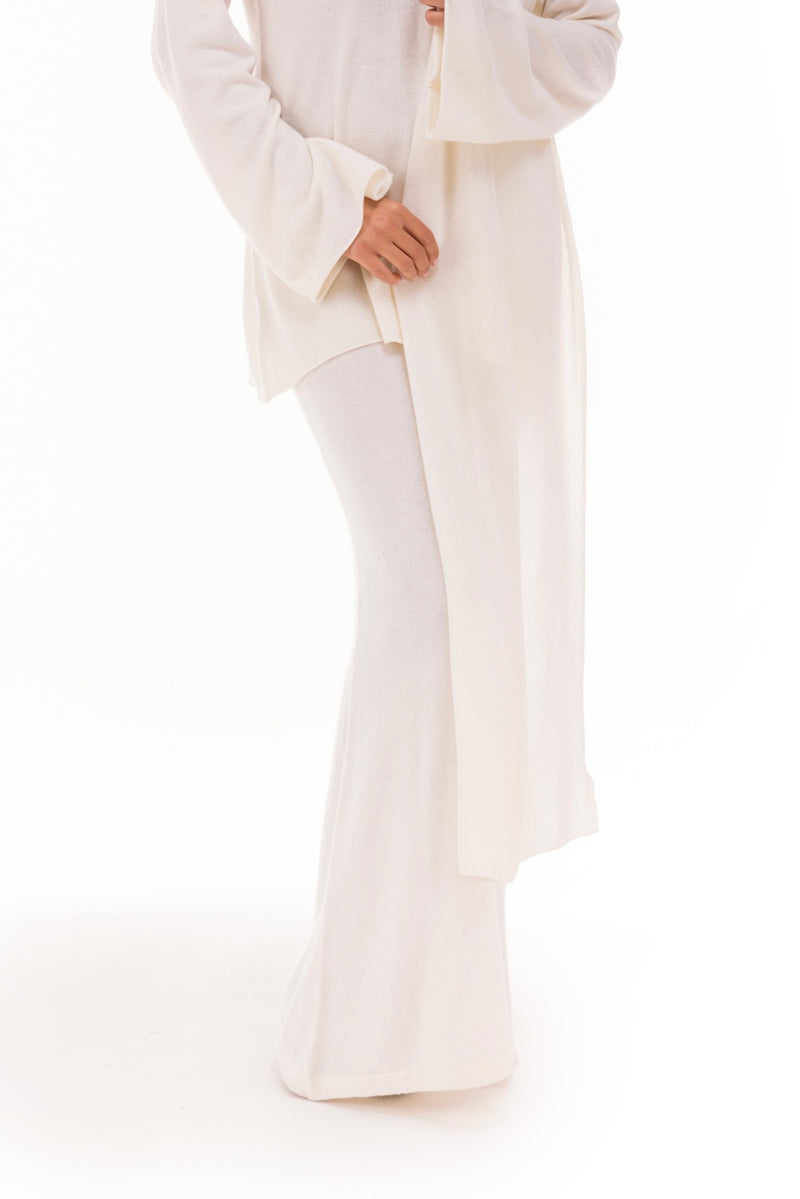 100% CASHMERE KNITTED SCARF WINTER WHITE