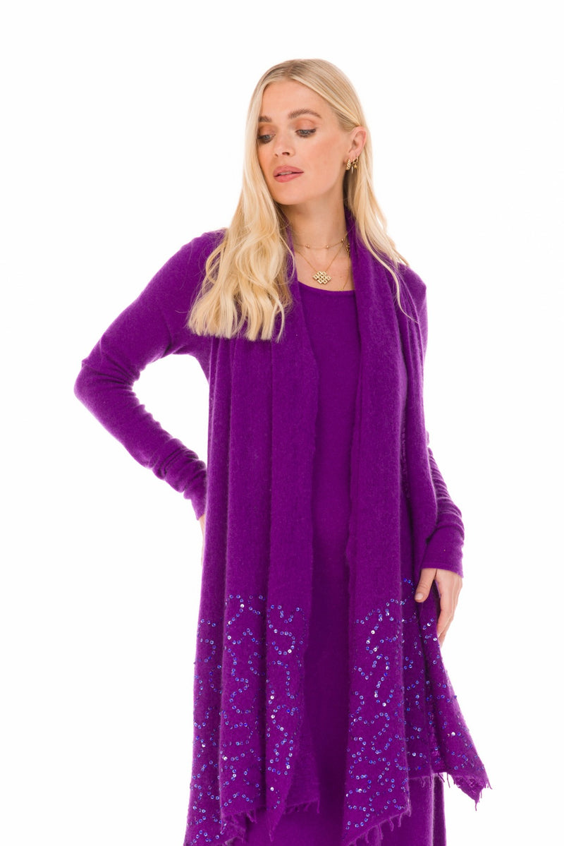 100% CASHMERE MAXI FITTED DRESS PURPLE