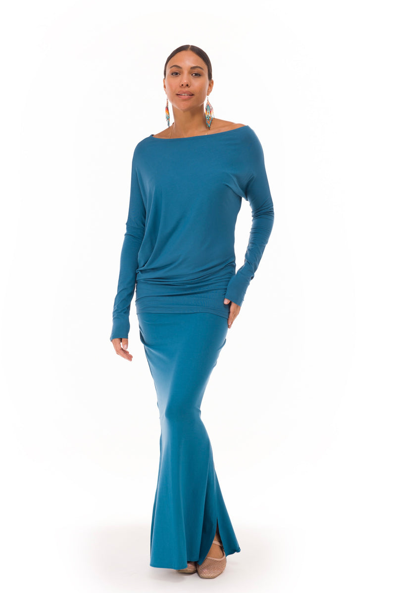 BAMBOO OBLIQUE TOP TEAL
