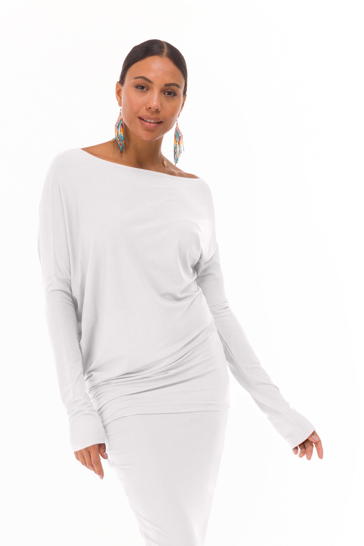 BAMBOO OBLIQUE TOP WHITE