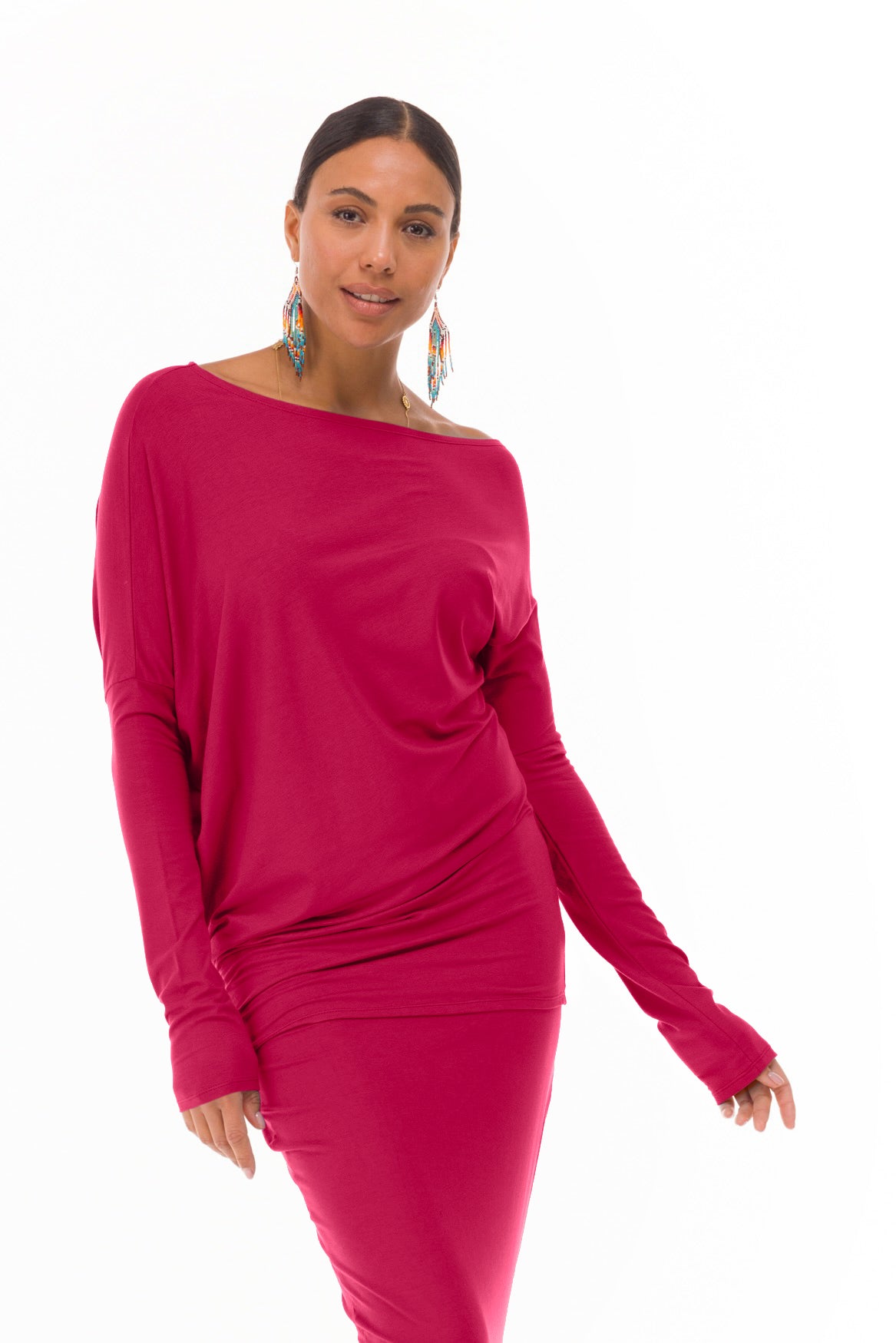 BAMBOO OBLIQUE TOP CLARET