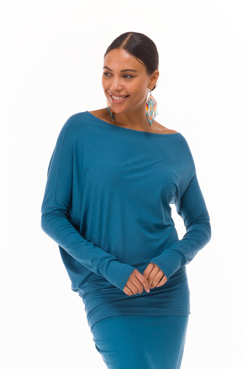 BAMBOO OBLIQUE TOP TEAL