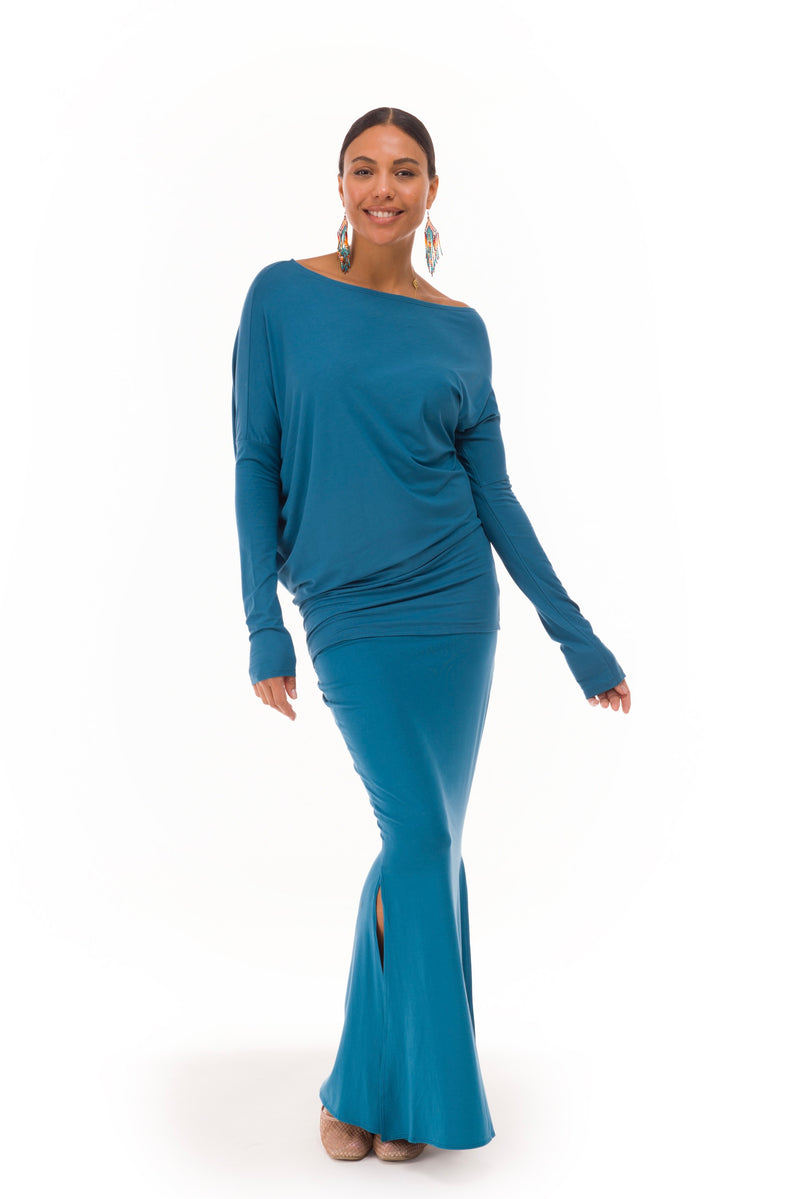 BAMBOO OBLIQUE TOP TEAL