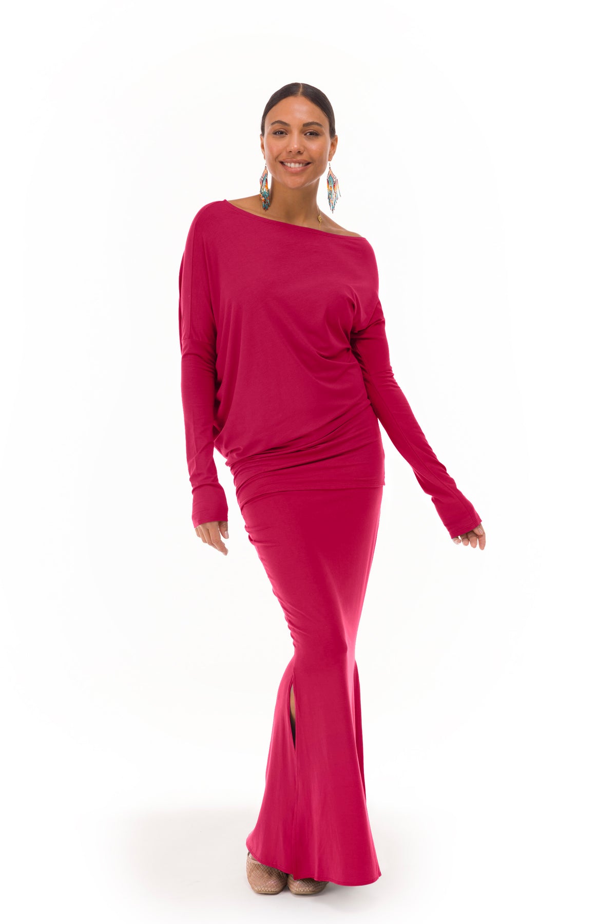 BAMBOO OBLIQUE TOP CLARET