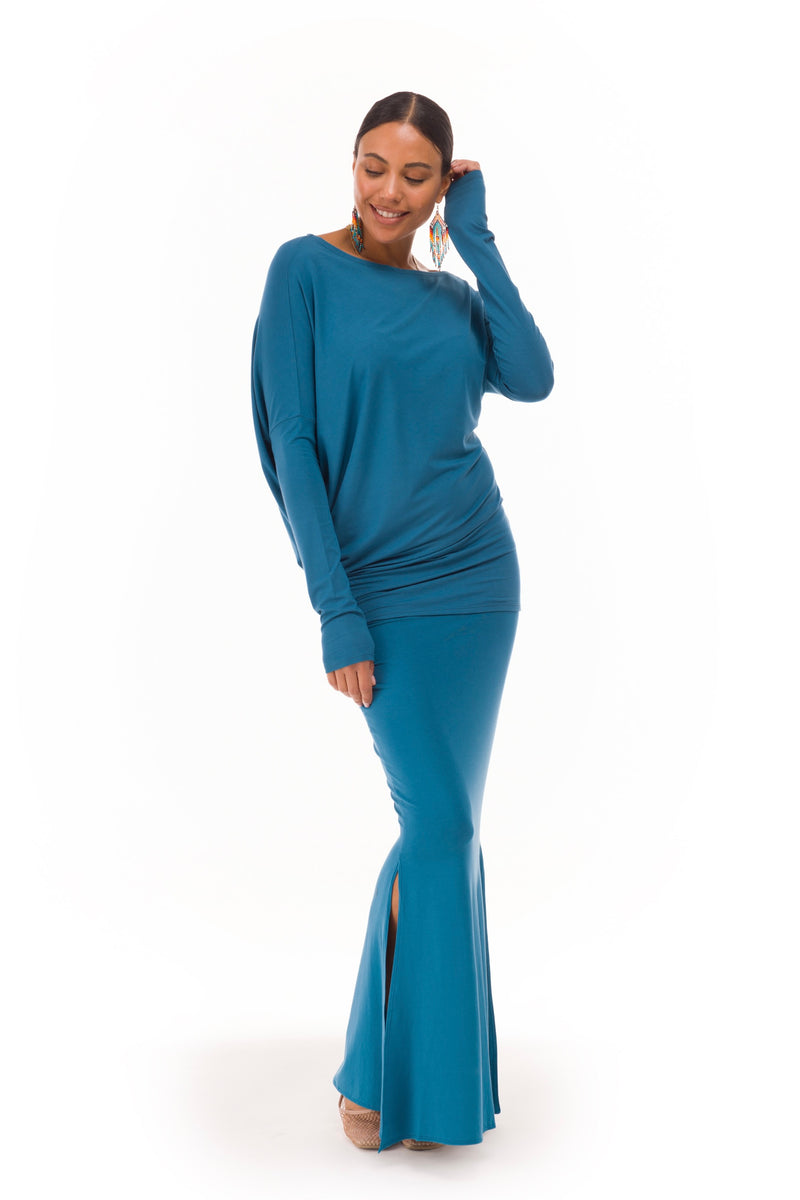 BAMBOO OBLIQUE TOP TEAL