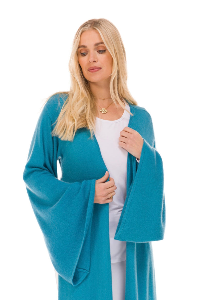 100% 2 PLY CASHMERE DRAPED SHRUG SKY BLUE