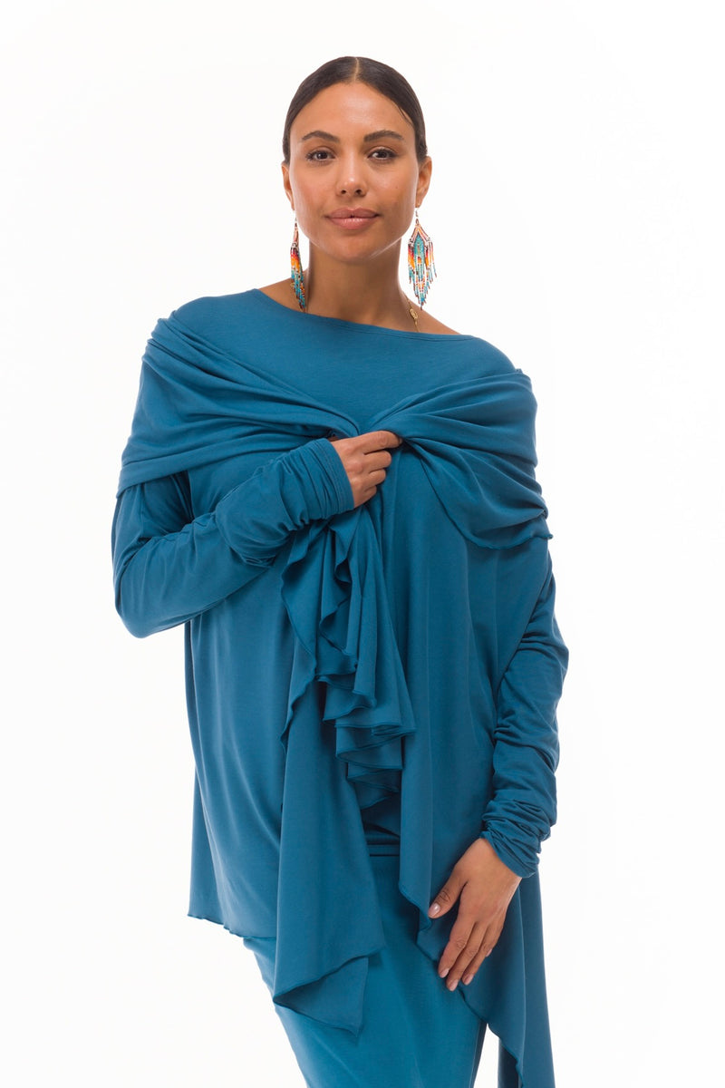 BAMBOO OBLIQUE TOP TEAL