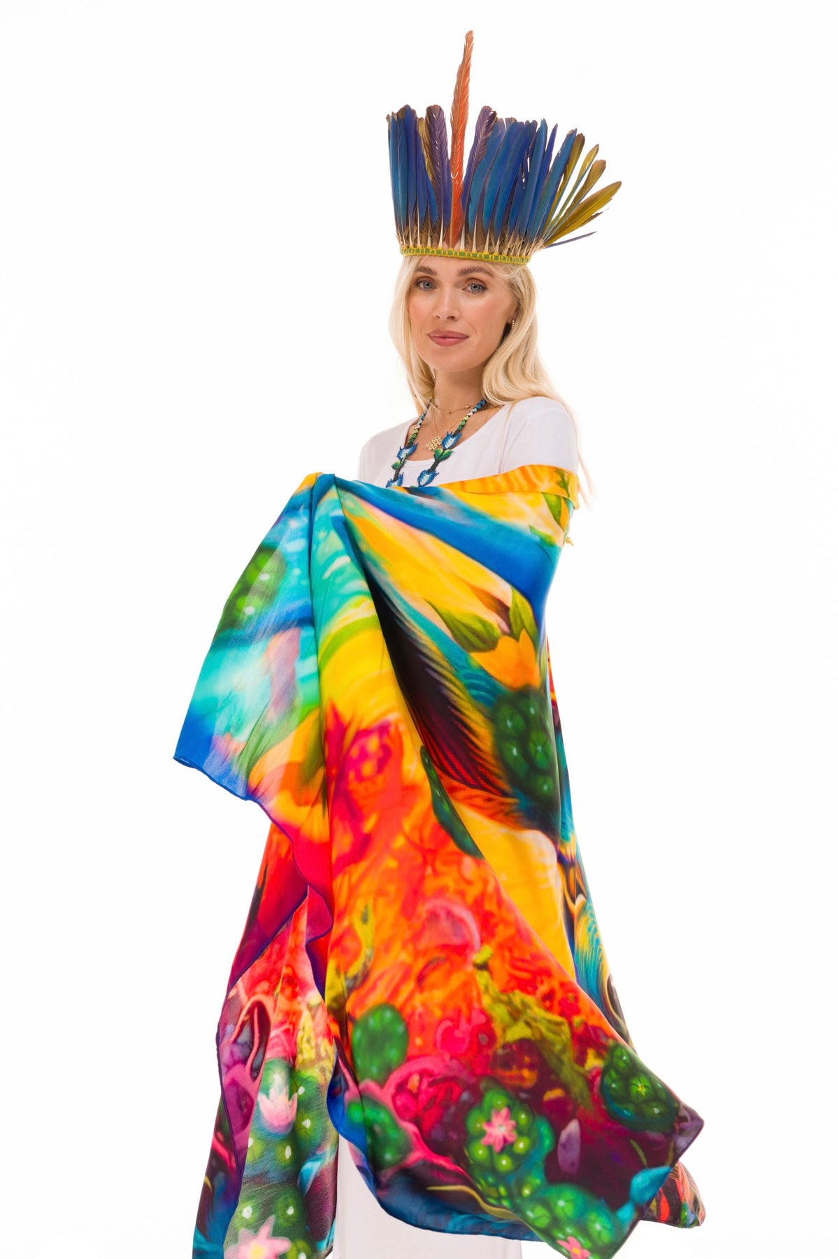 SPIRIT OF THE BLUE DEER - MEDICINE SILK SHAWL