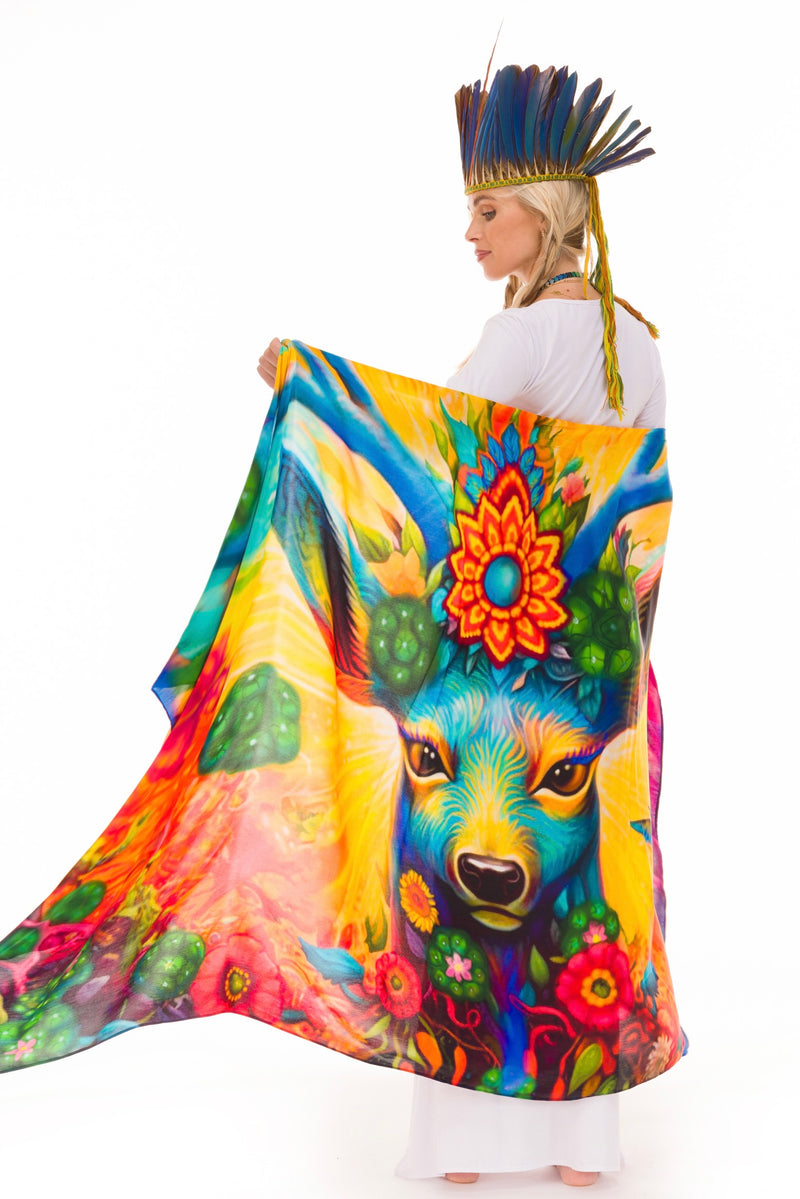 SPIRIT OF THE BLUE DEER - MEDICINE SILK SHAWL