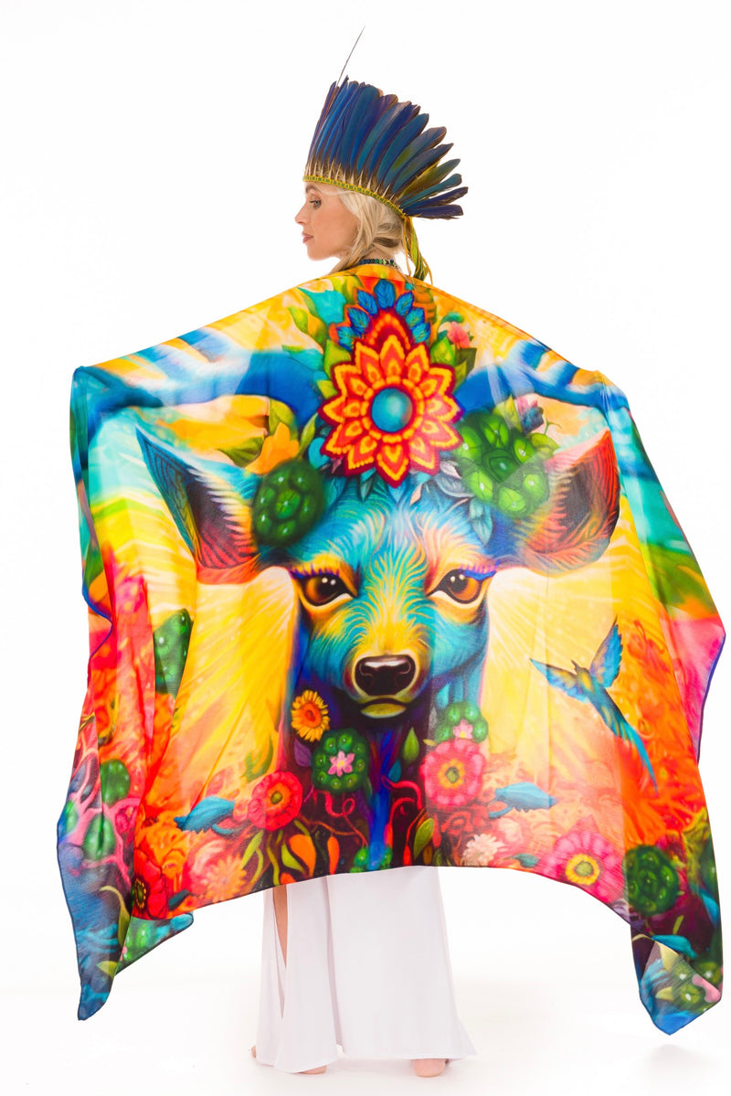 SPIRIT OF THE BLUE DEER - MEDICINE SILK SHAWL