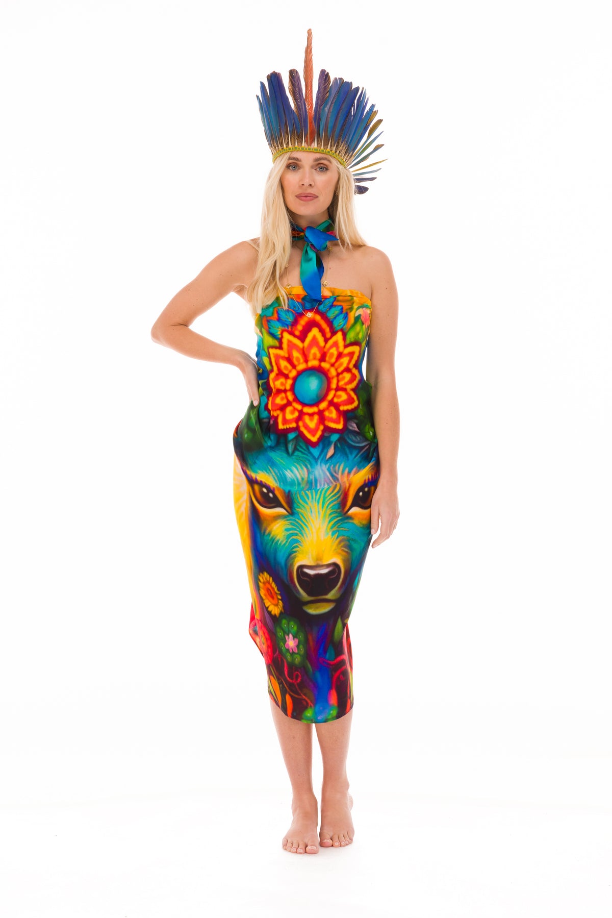 SPIRIT OF THE BLUE DEER - MEDICINE SILK SHAWL