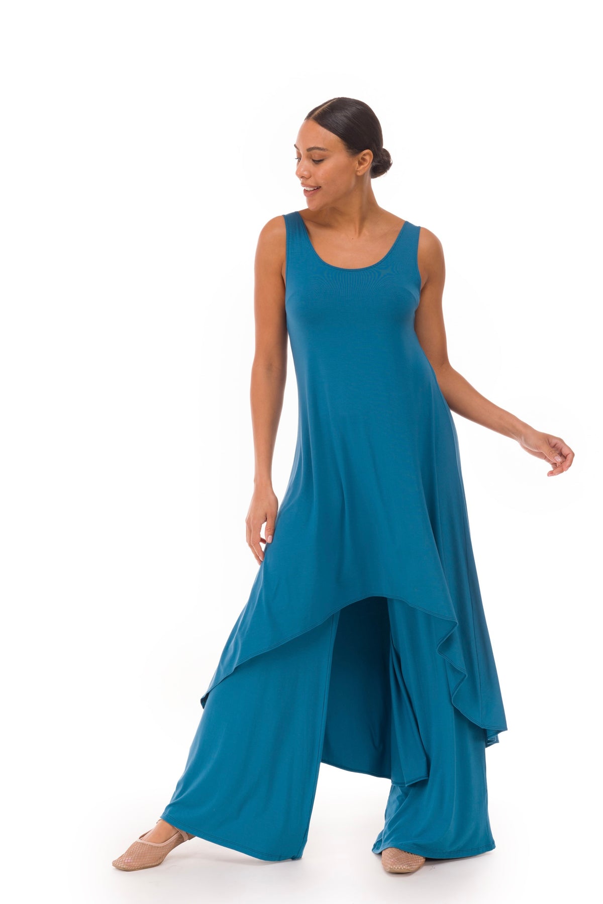 BAMBOO PALAZZO PANTS TEAL