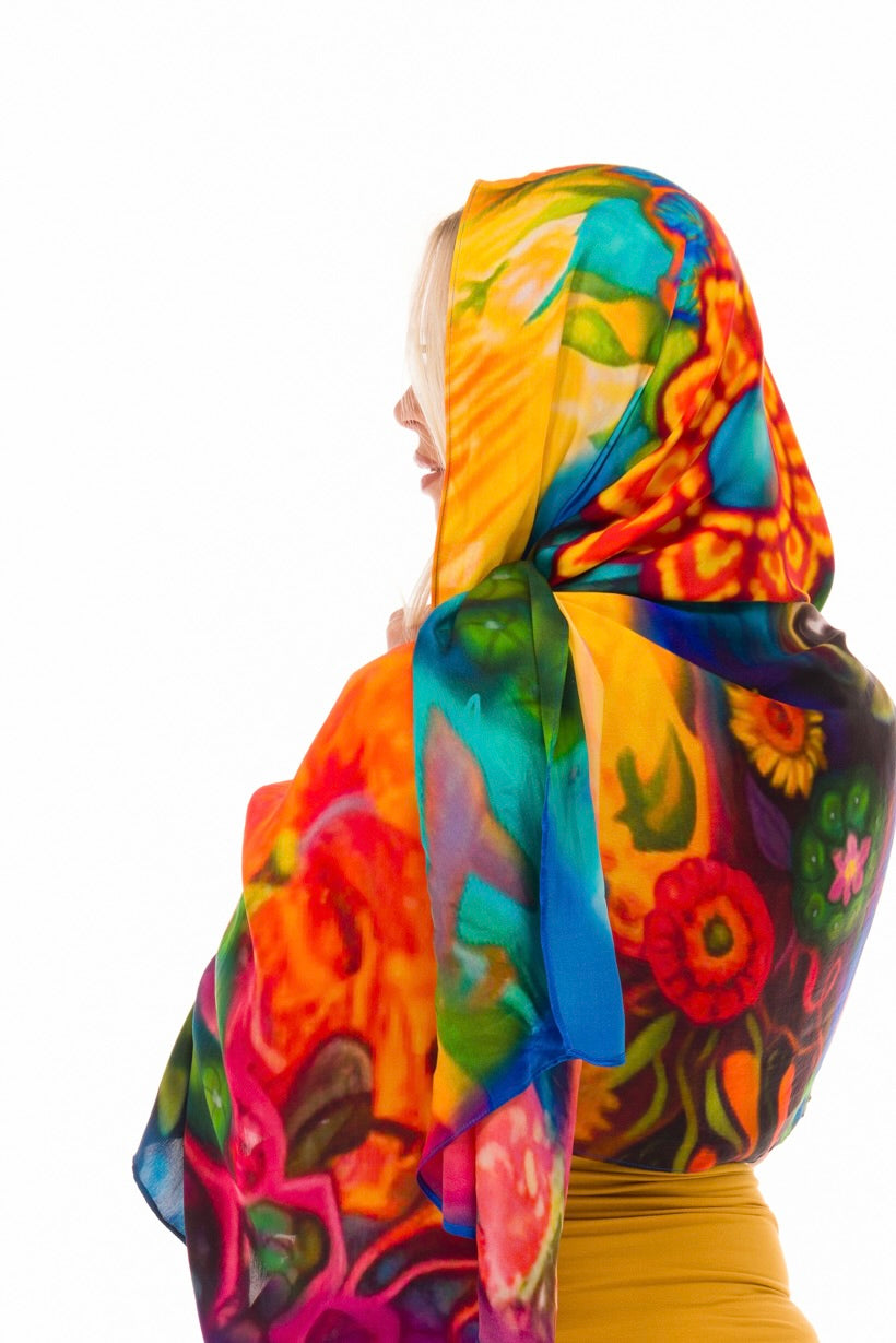 SPIRIT OF THE BLUE DEER - MEDICINE SILK SHAWL