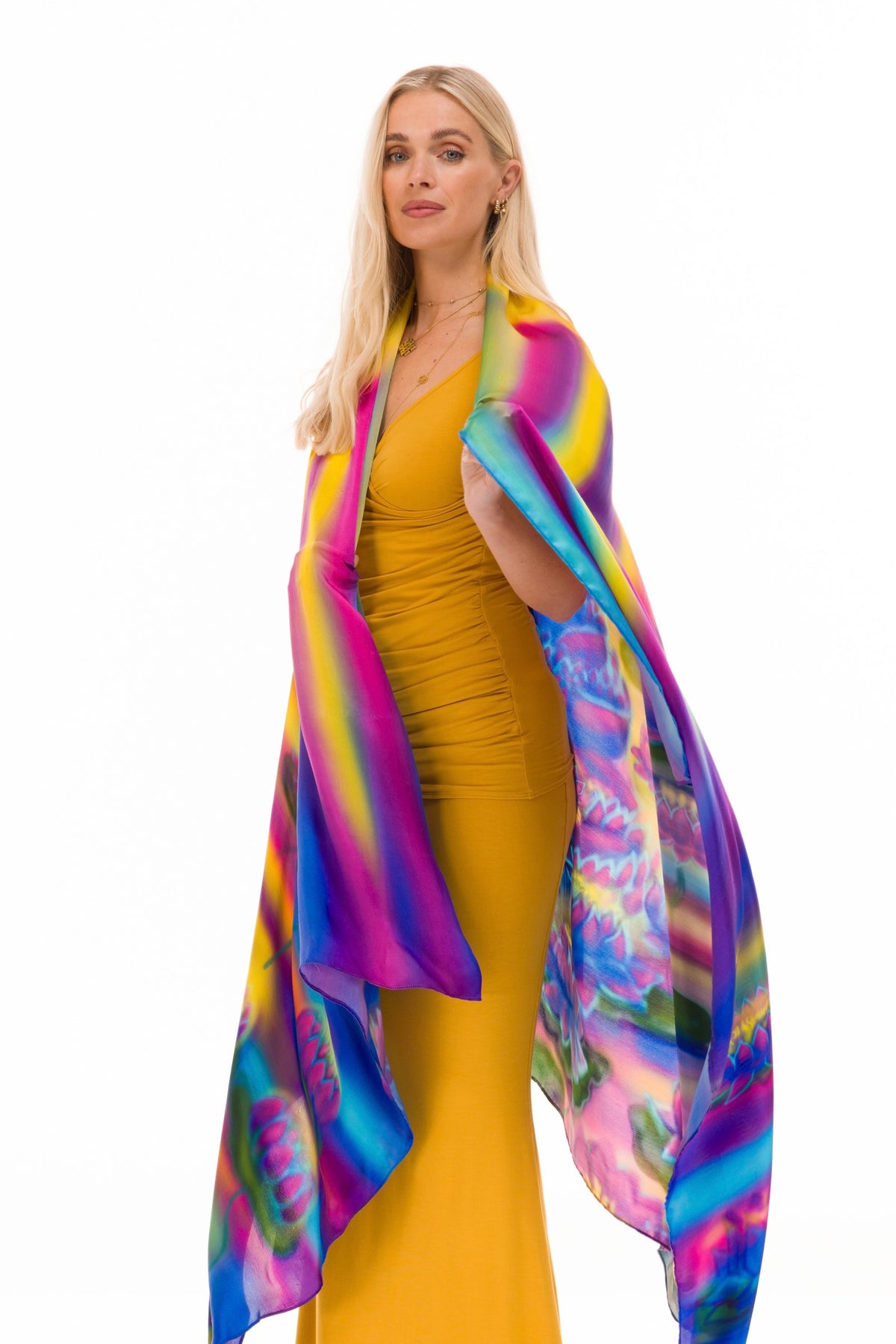 BLUE LOTUS GODDESS SILK SHAWL –  FOR TRANSFORMATION AND GRACE