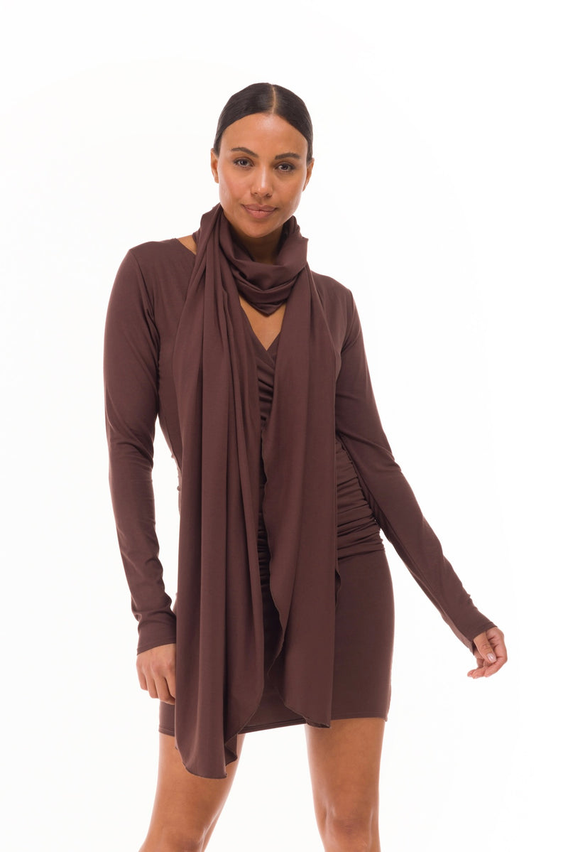 BAMBOO CROSSOVER DRESS BROWN