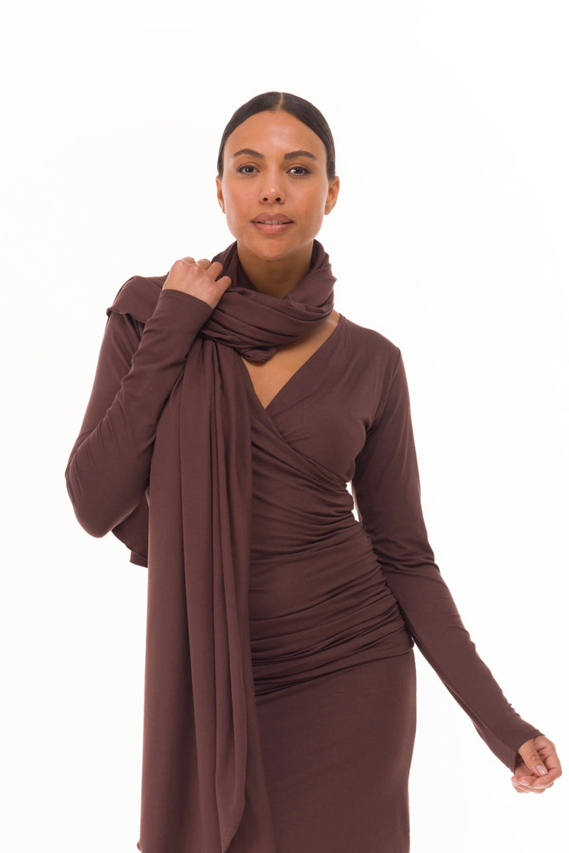 BAMBOO CROSSOVER DRESS BROWN