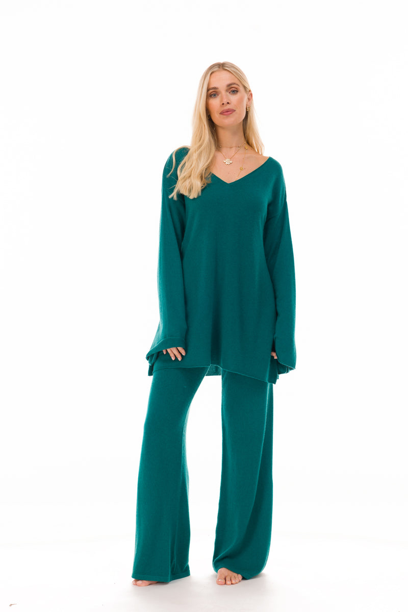 100% CASHMERE LOUNGE PANTS PEACOCK
