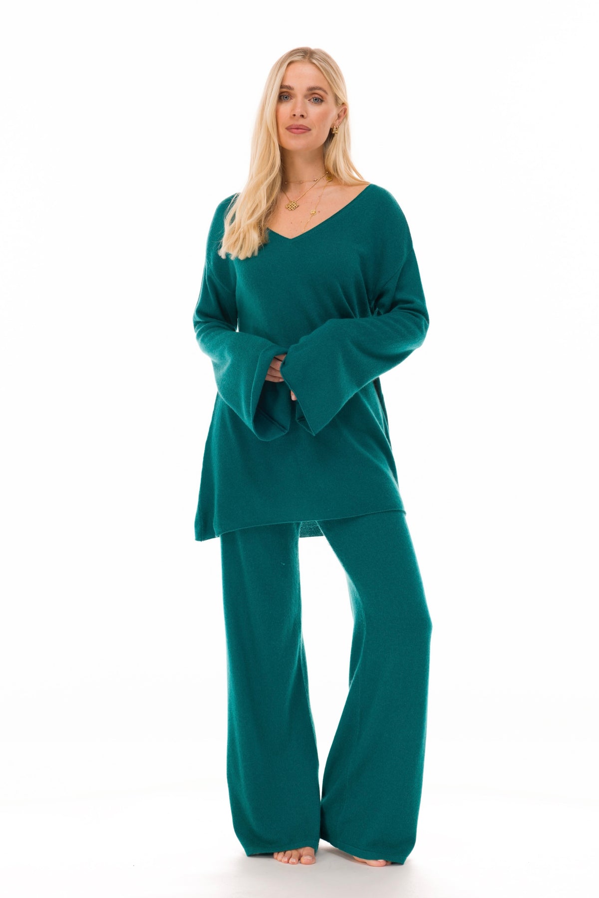 100% CASHMERE LOUNGE PANTS PEACOCK